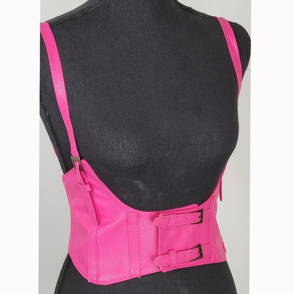 Hot Pink Suspender PU Leather Harness Belt - Picture 1 of 6